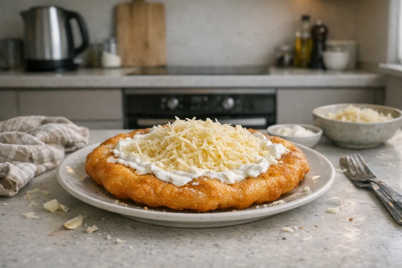 Zelfgemaakte lángos