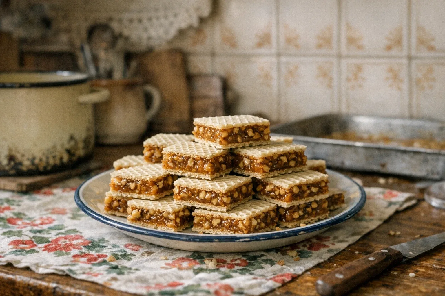 Karamelwafels met walnoten