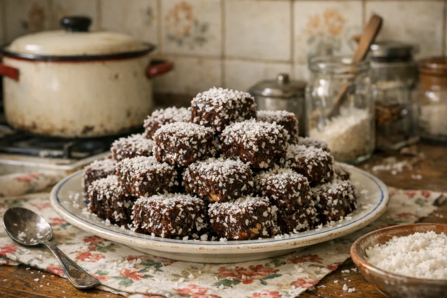 Kokosblokjes met chocolade