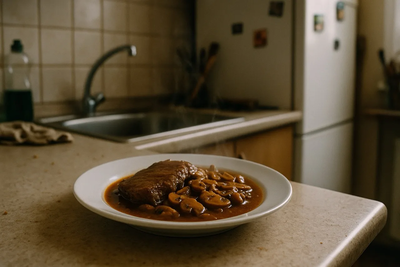 Runderlende met champignons