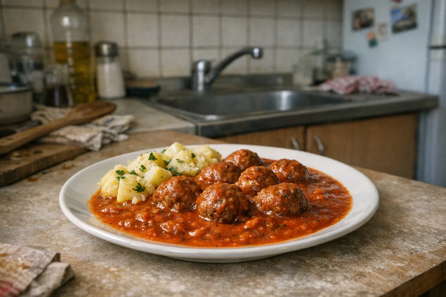 Tomatensaus met gehaktballetjes