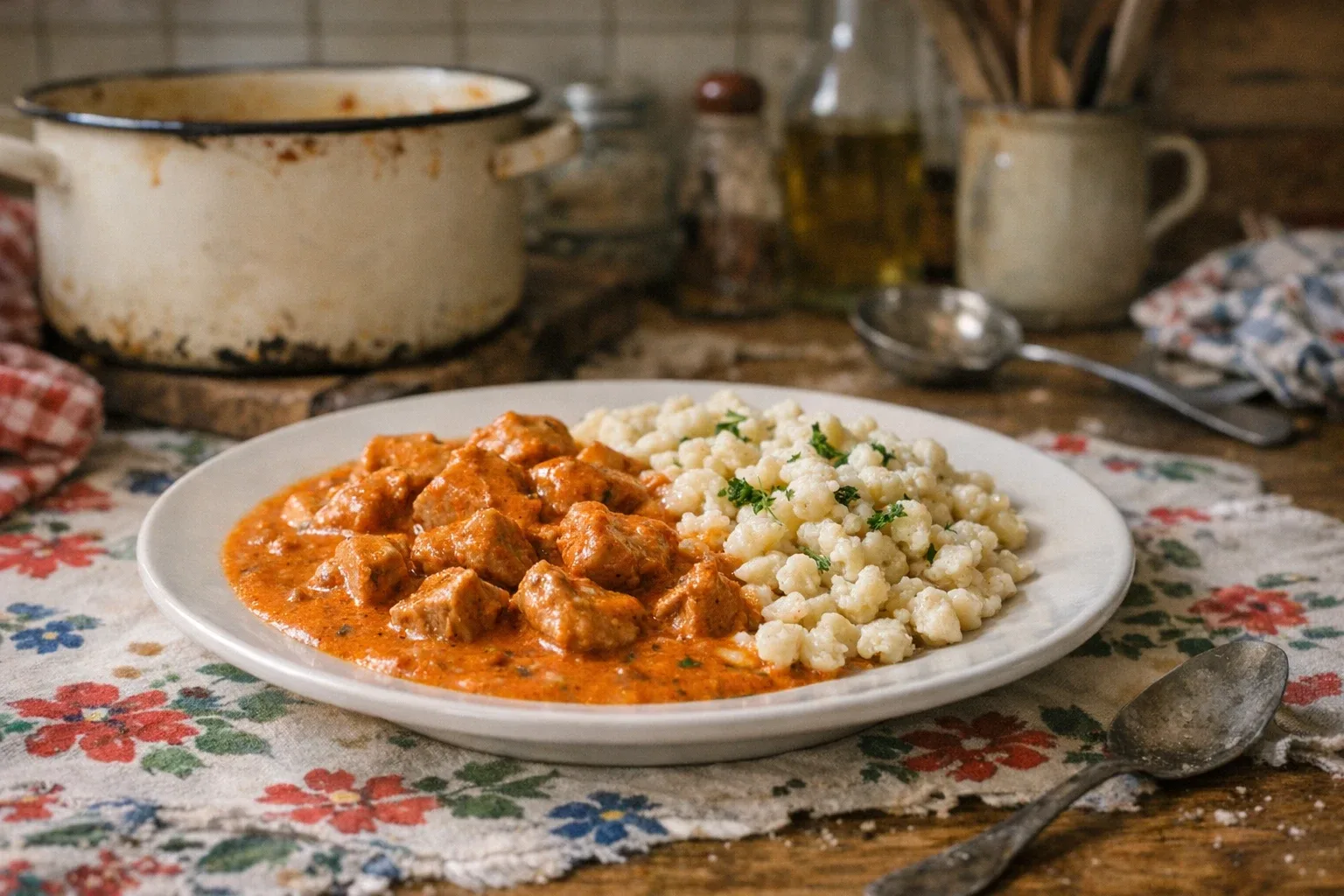 Varkenspaprikasj met spätzle