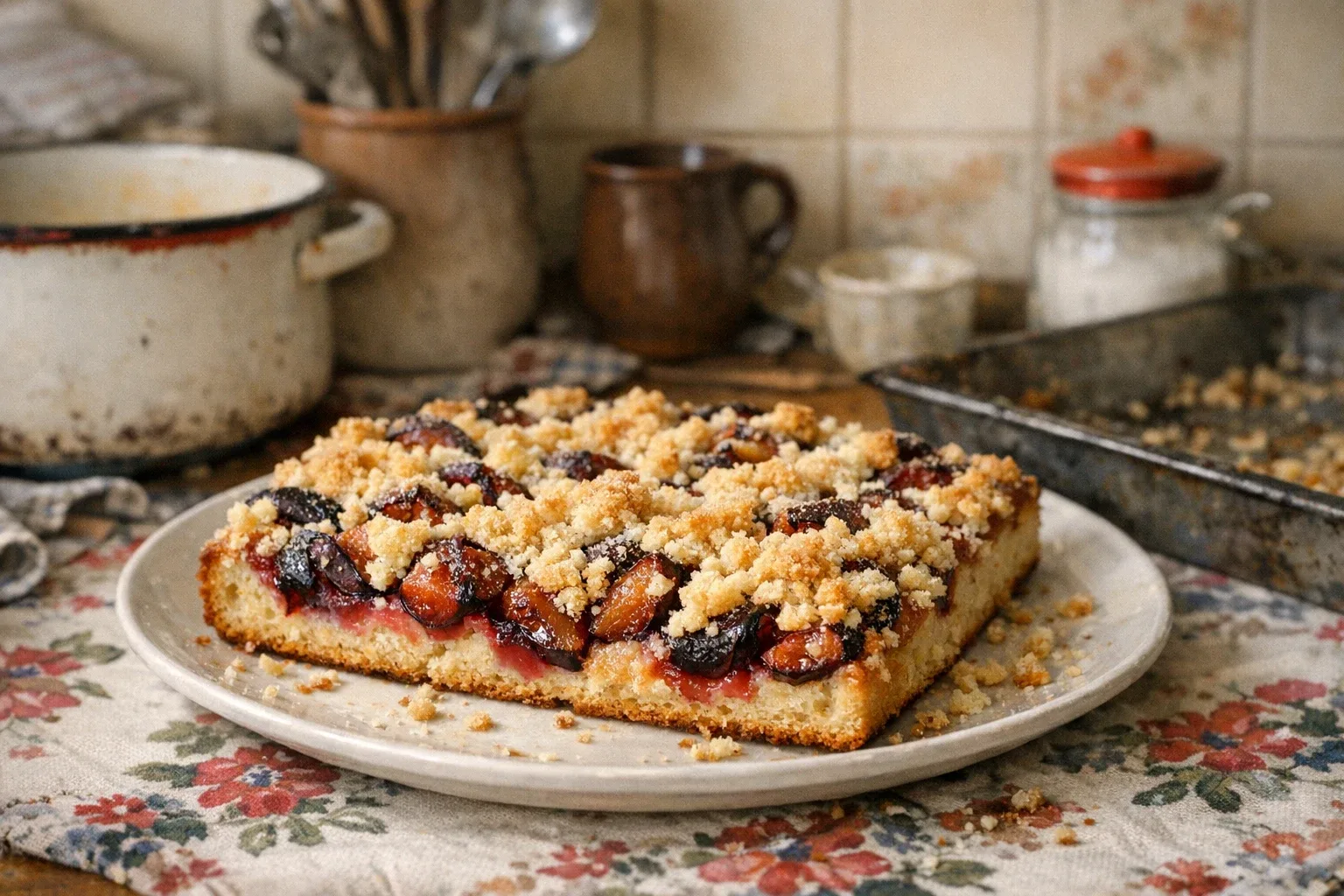 Pruimencake met kruimellaag