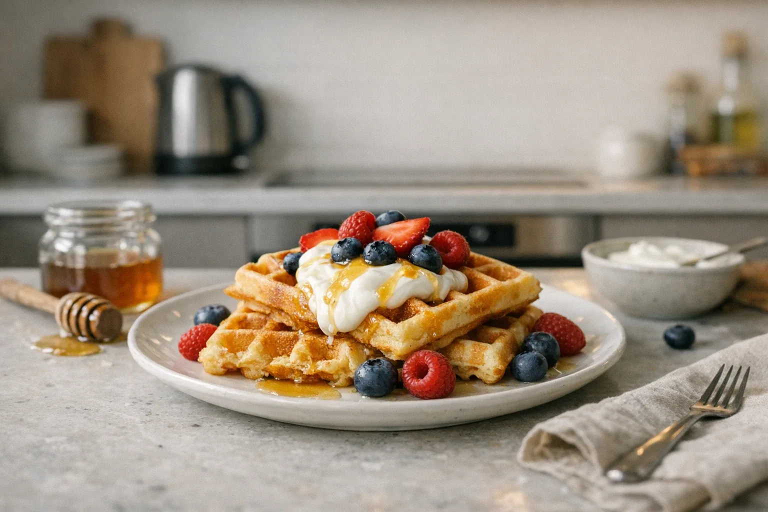 Luchtige zelfgemaakte wafels