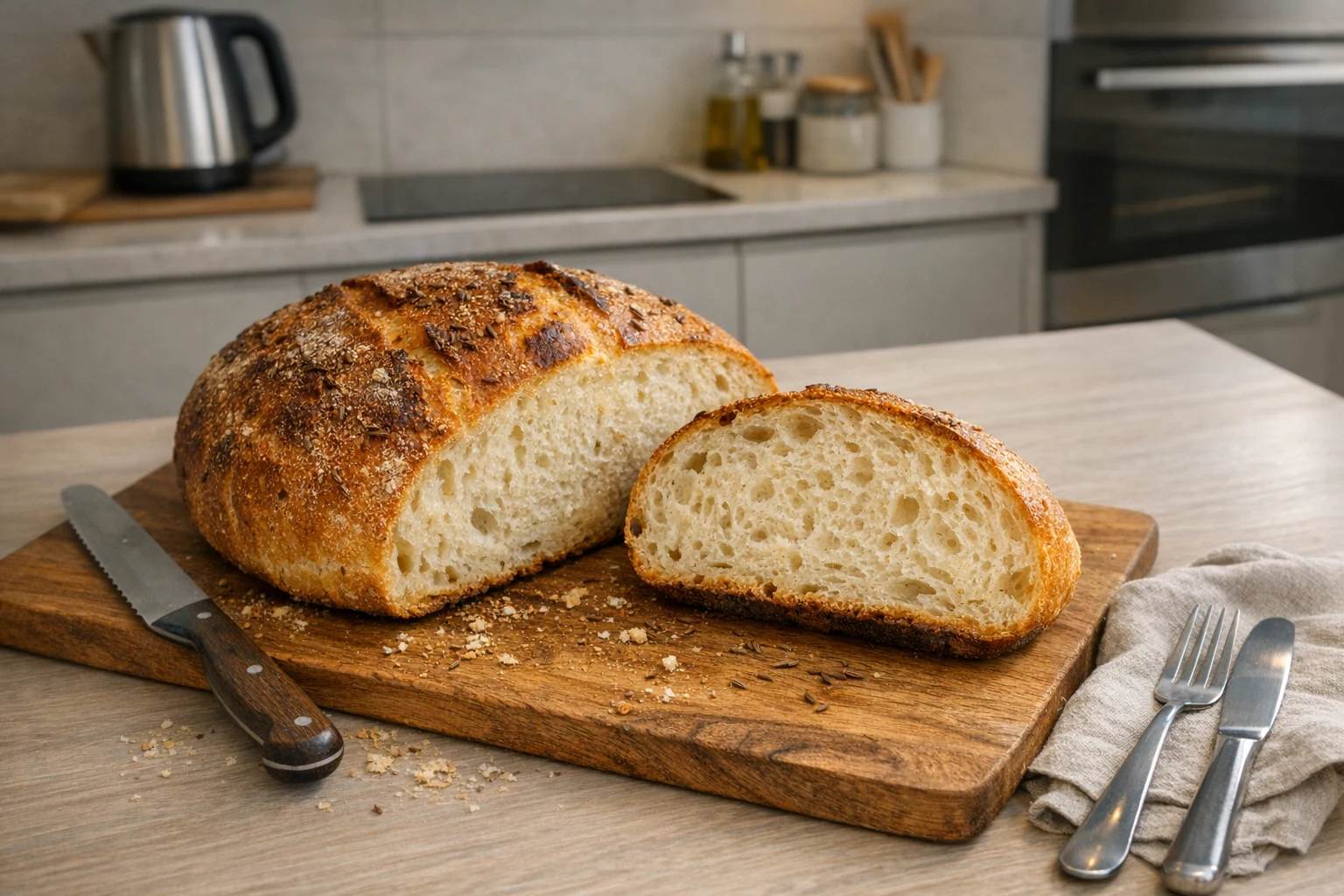 Zelfgebakken aardappelbrood (knapperige korst)