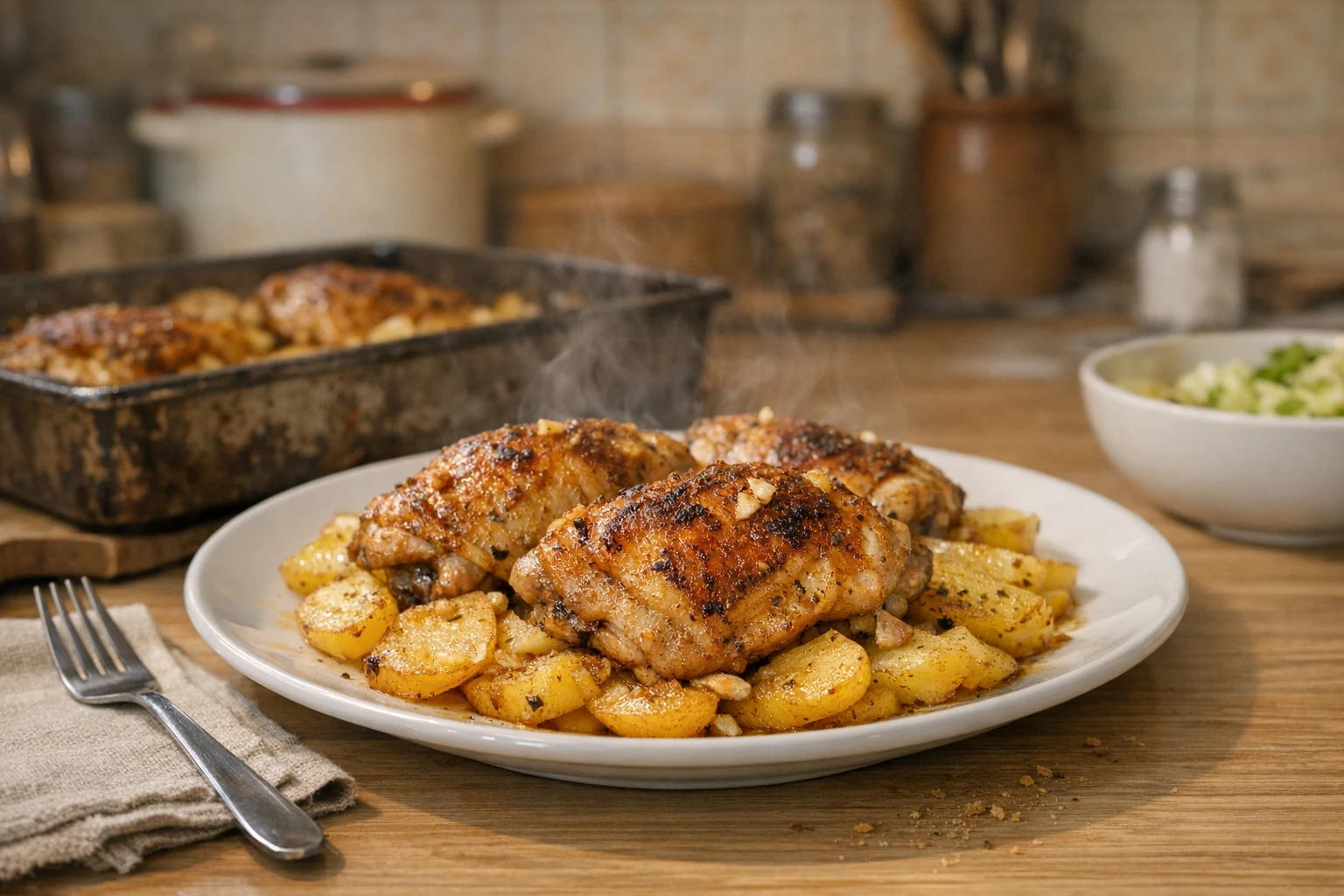 Kippendijen uit de oven met aardappelen