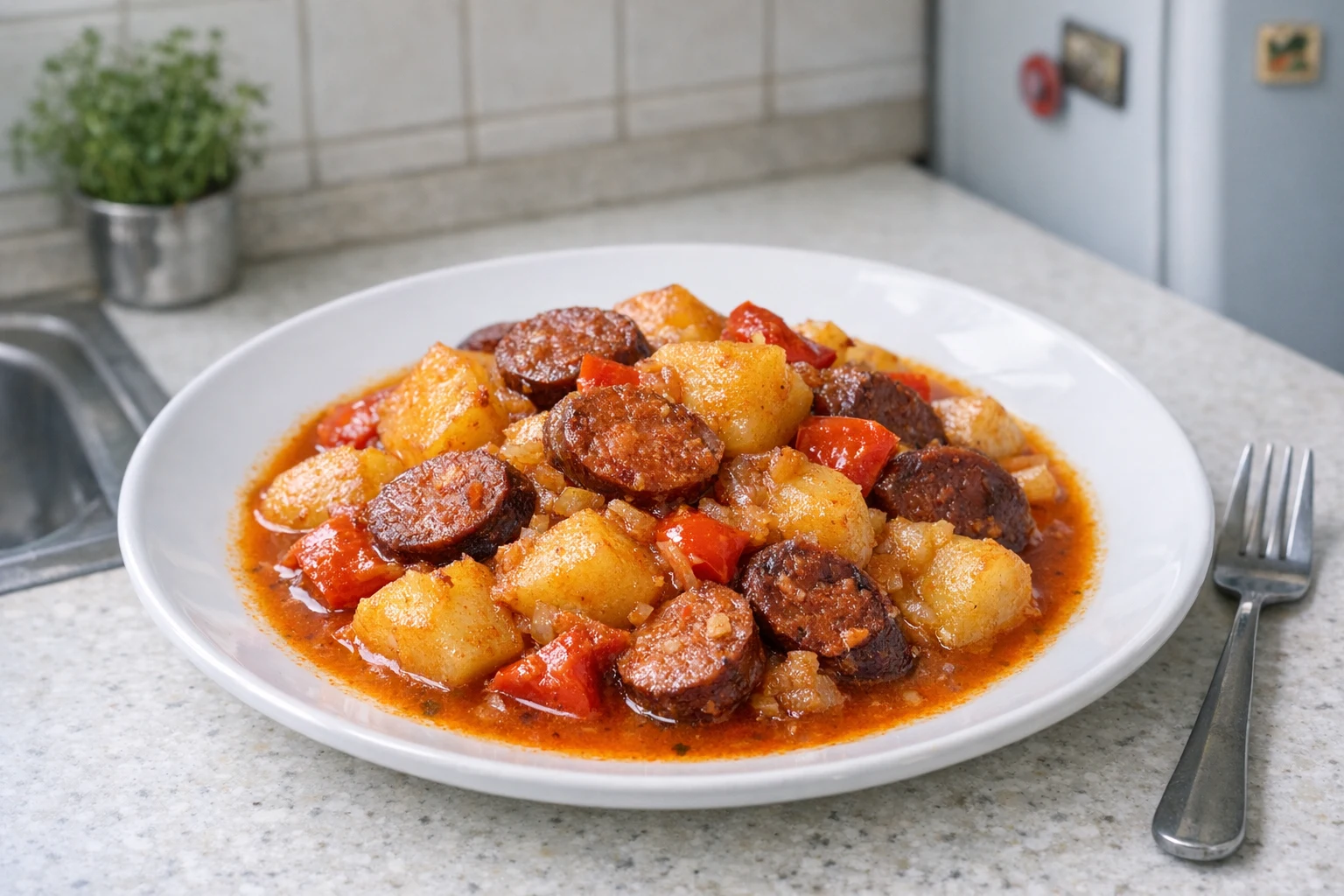Paprikáskrumpli (Hongaarse aardappelpaprikasj)