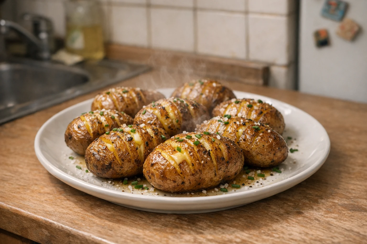 Traditionele gepofte aardappelen met boter