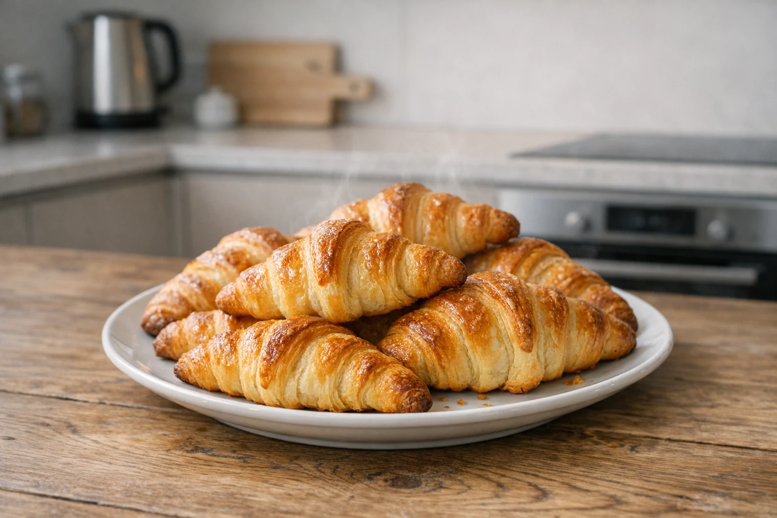 Zelfgemaakte botercroissants