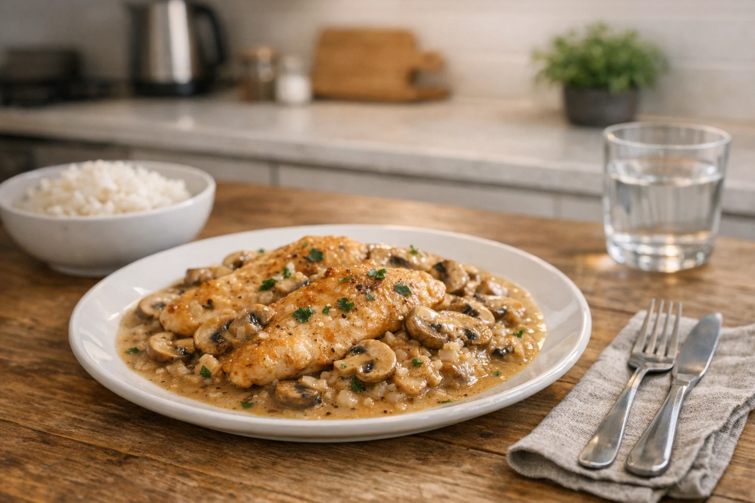 Kipfilet met champignons