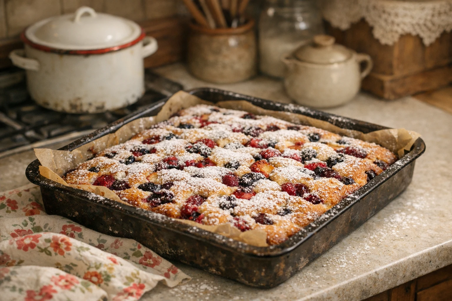 Fruitplaatcake met kopjesmaten