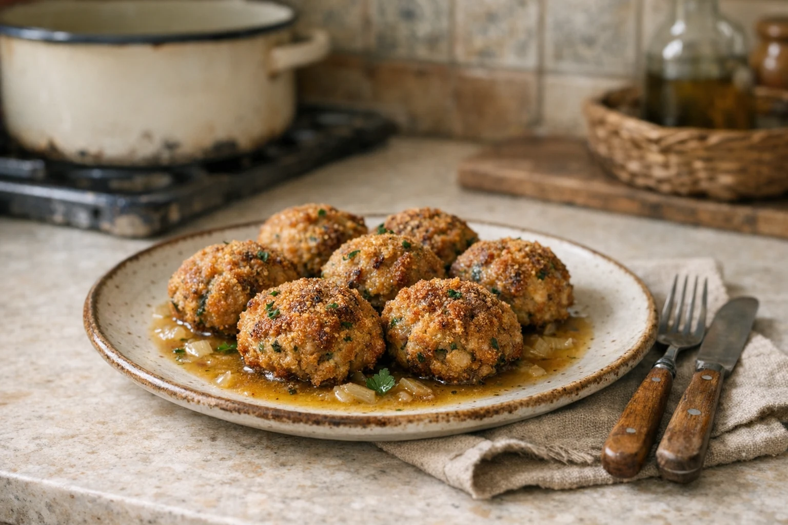 Gehaktballen uit de oven met nauwelijks olie