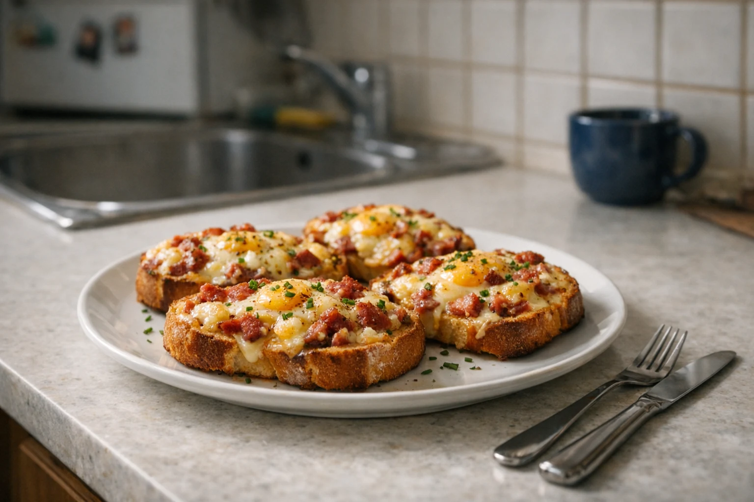 Snelle gegratineerde broodjes