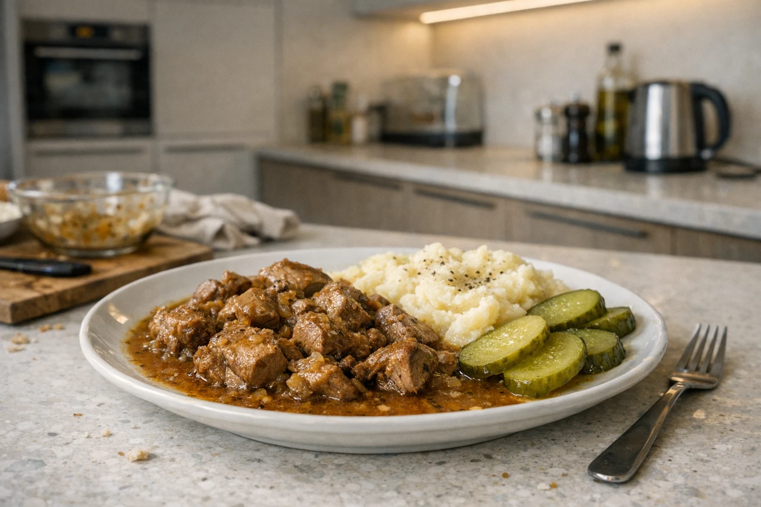 Gestoofd varkensvlees in eigen jus