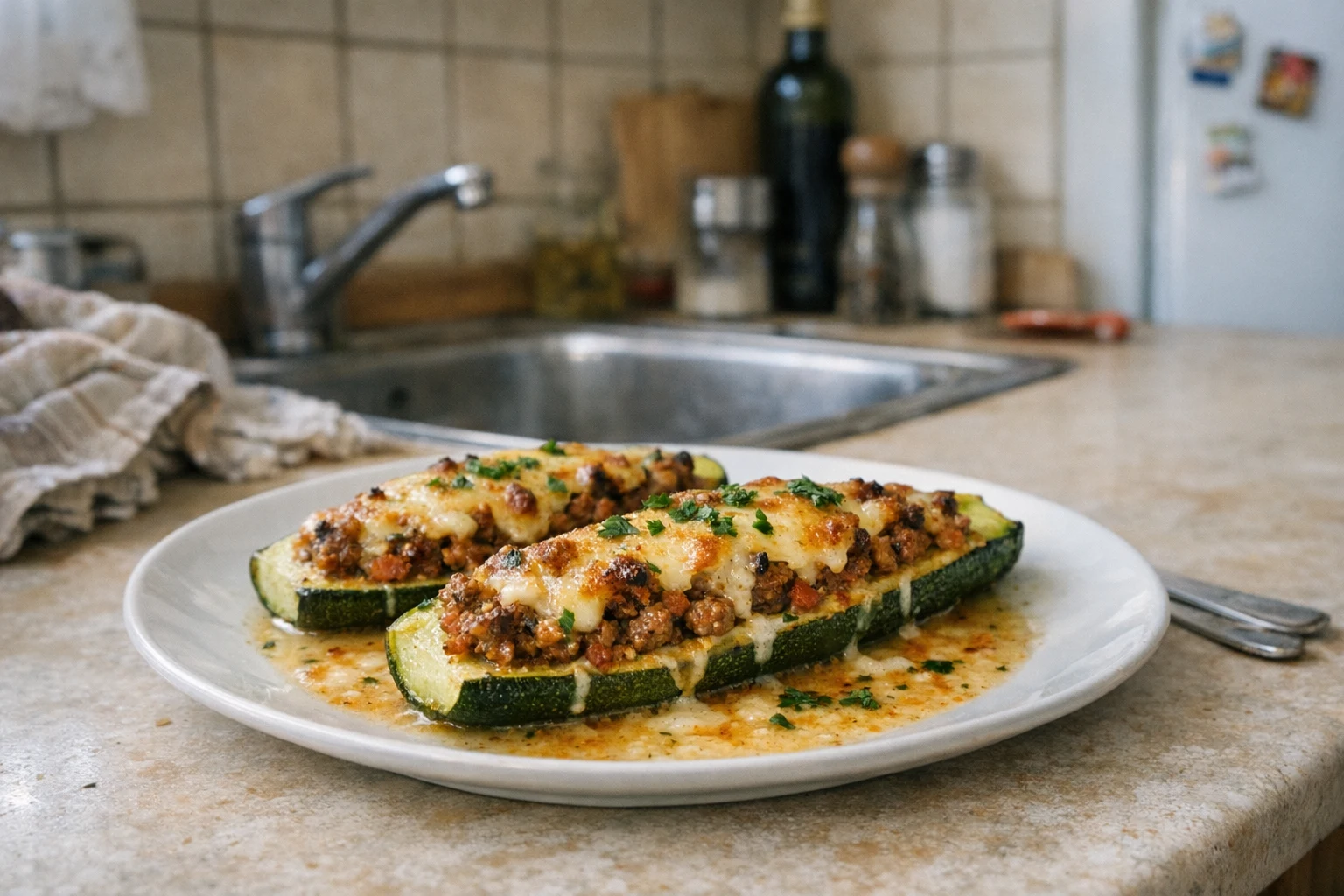 Courgette gevuld met gehakt