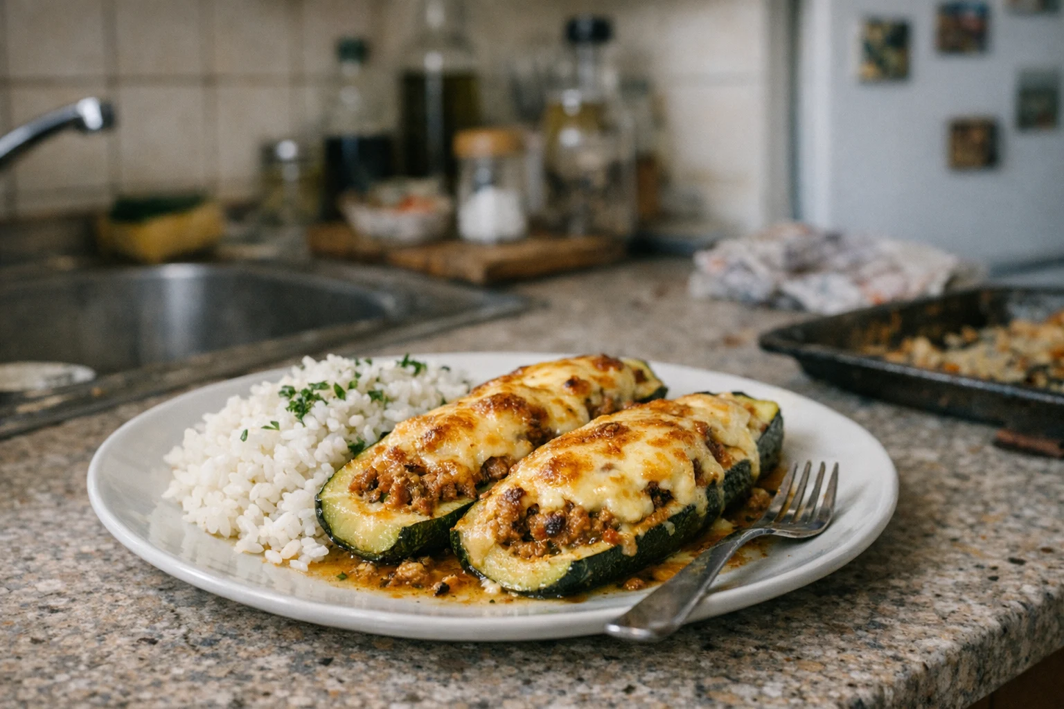 Courgette gevuld met gehakt