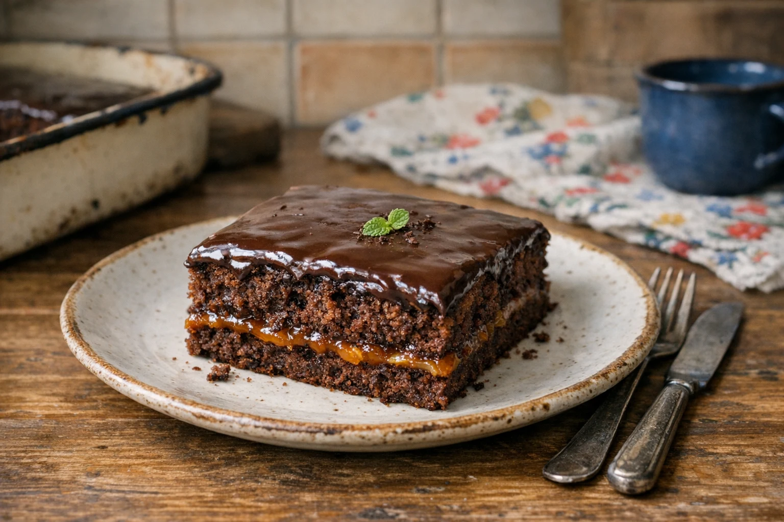 Courgettecake met chocoladeglazuur