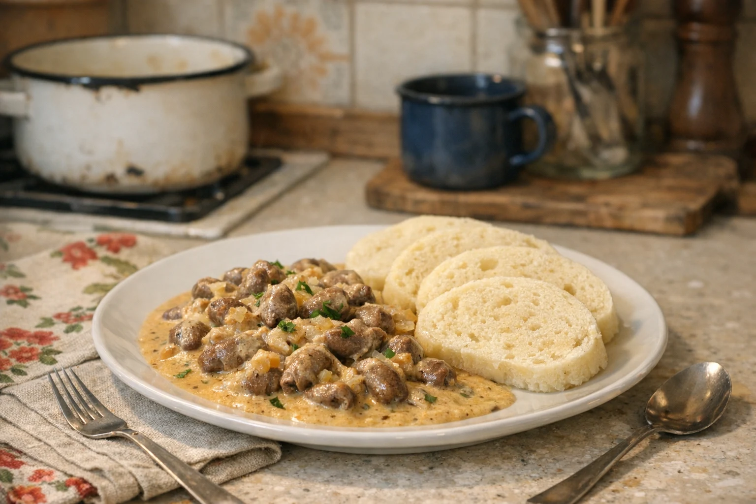 Kippenhartjes in roomsaus