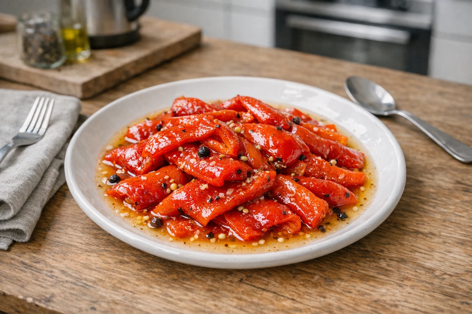Ingelegde rode puntpaprika in olie