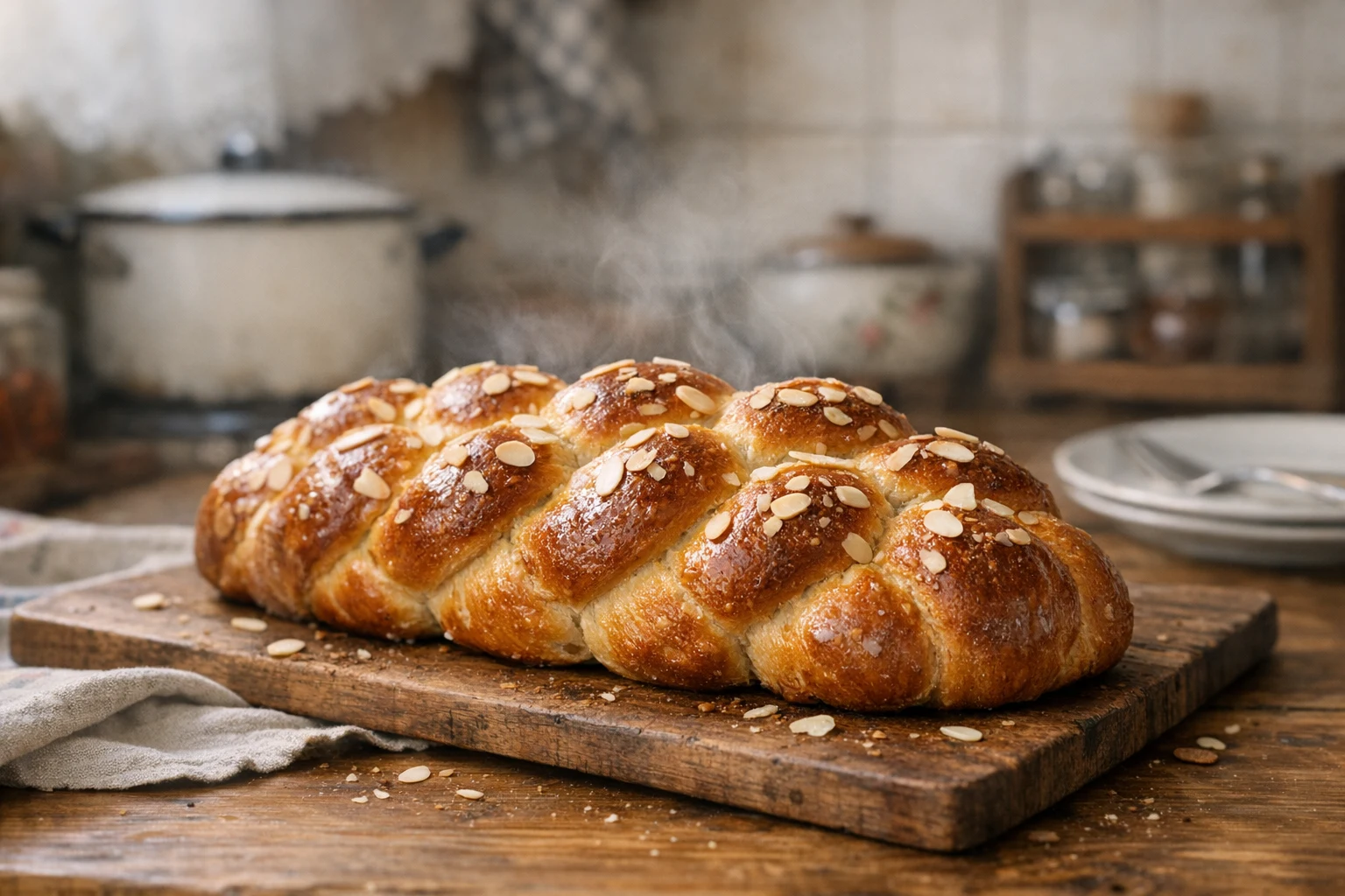 Boterkerstbrood, gevlochten met vijf strengen