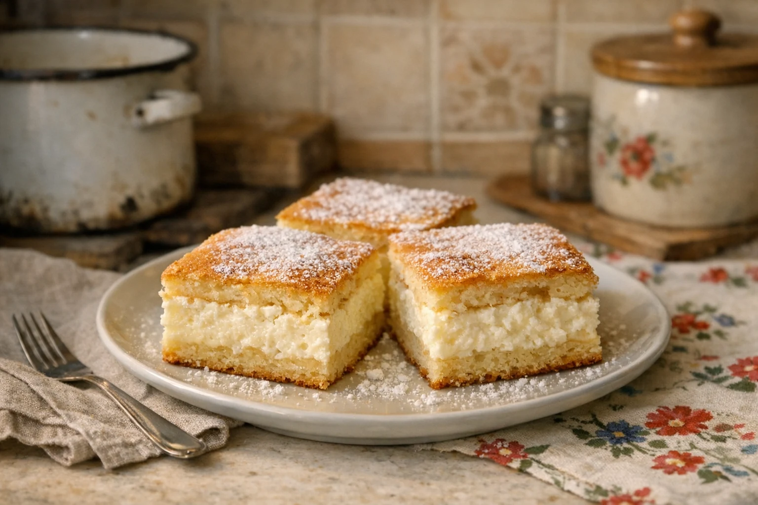 Zachte kwarkplaatcake
