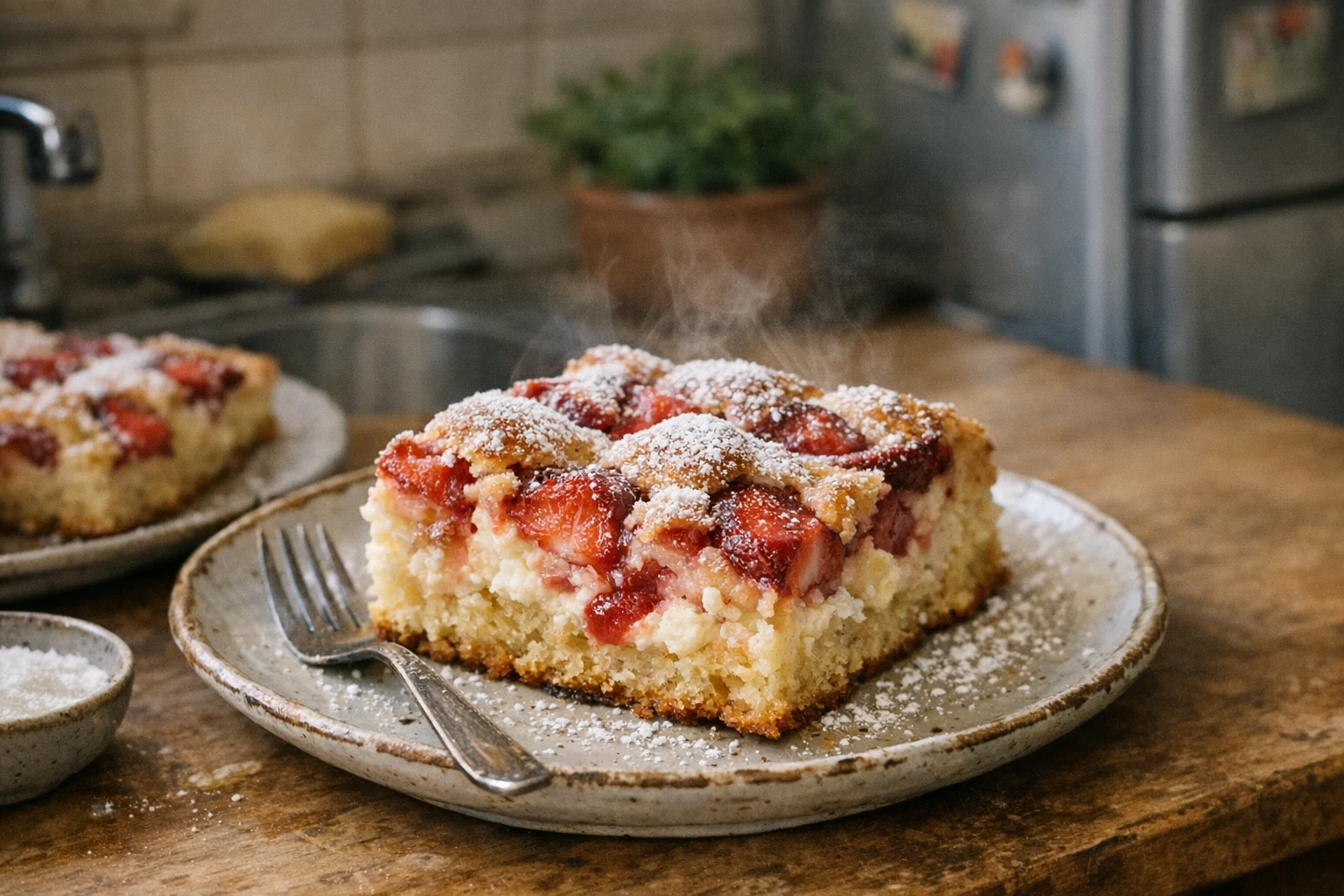 Aardbeienplaatcake met kwark