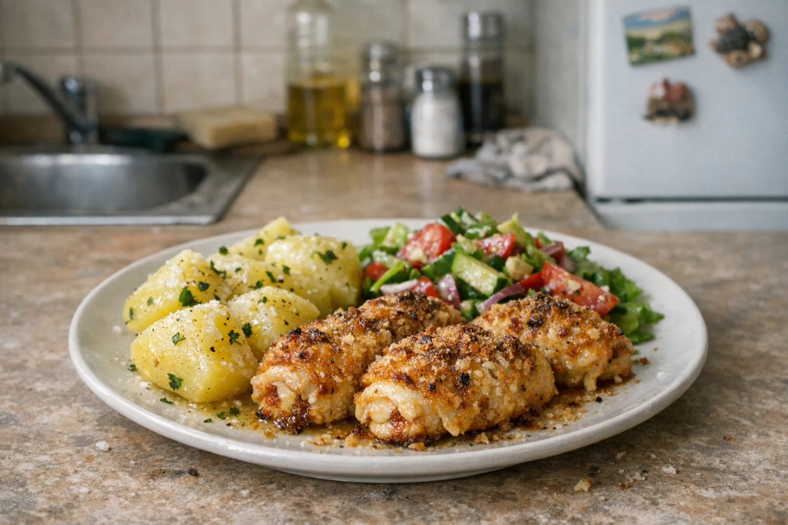 Gegratineerde kipfilet met kaas en knoflook