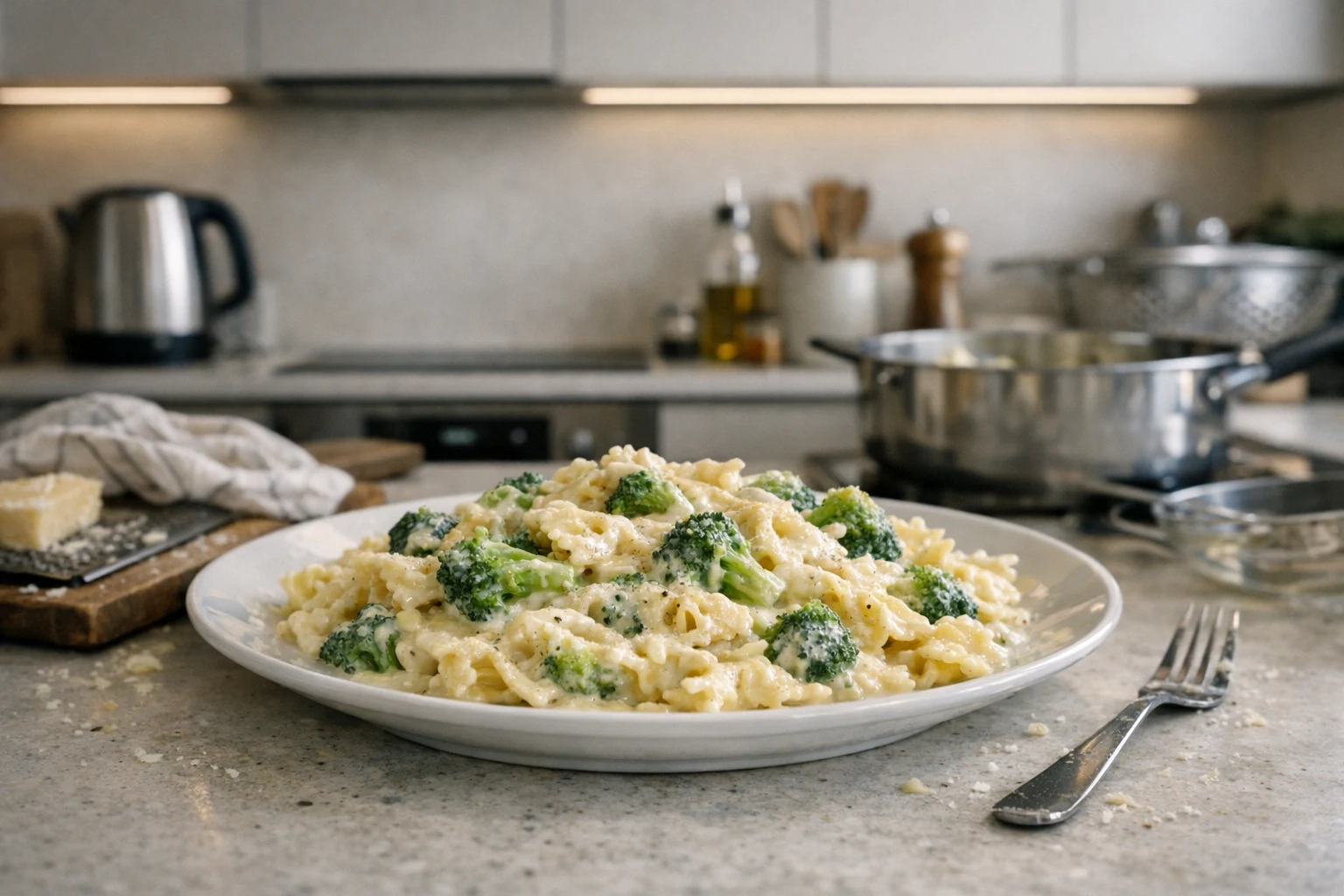 Pasta met broccoli en roomsaus