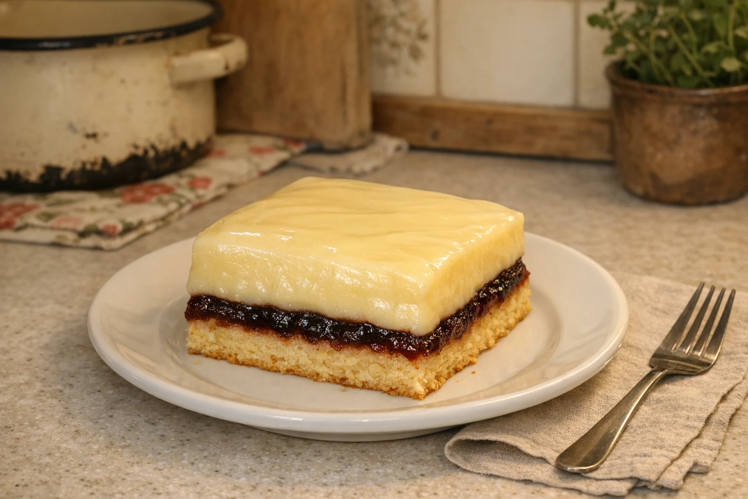 Mokcake met pudding