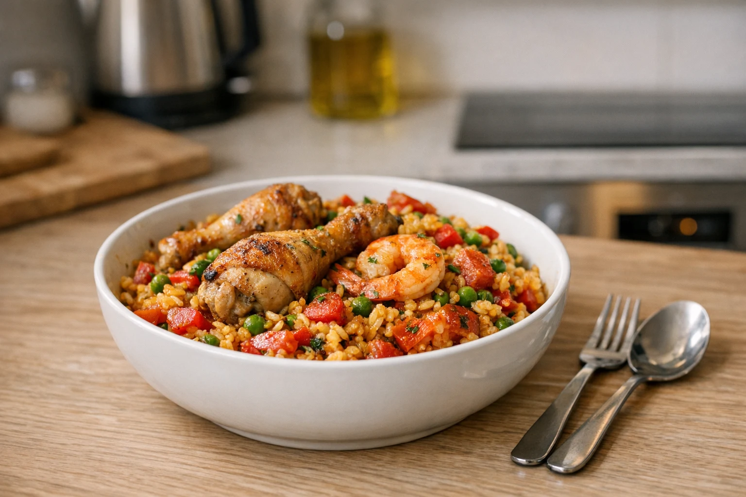 Zelfgemaakte paella