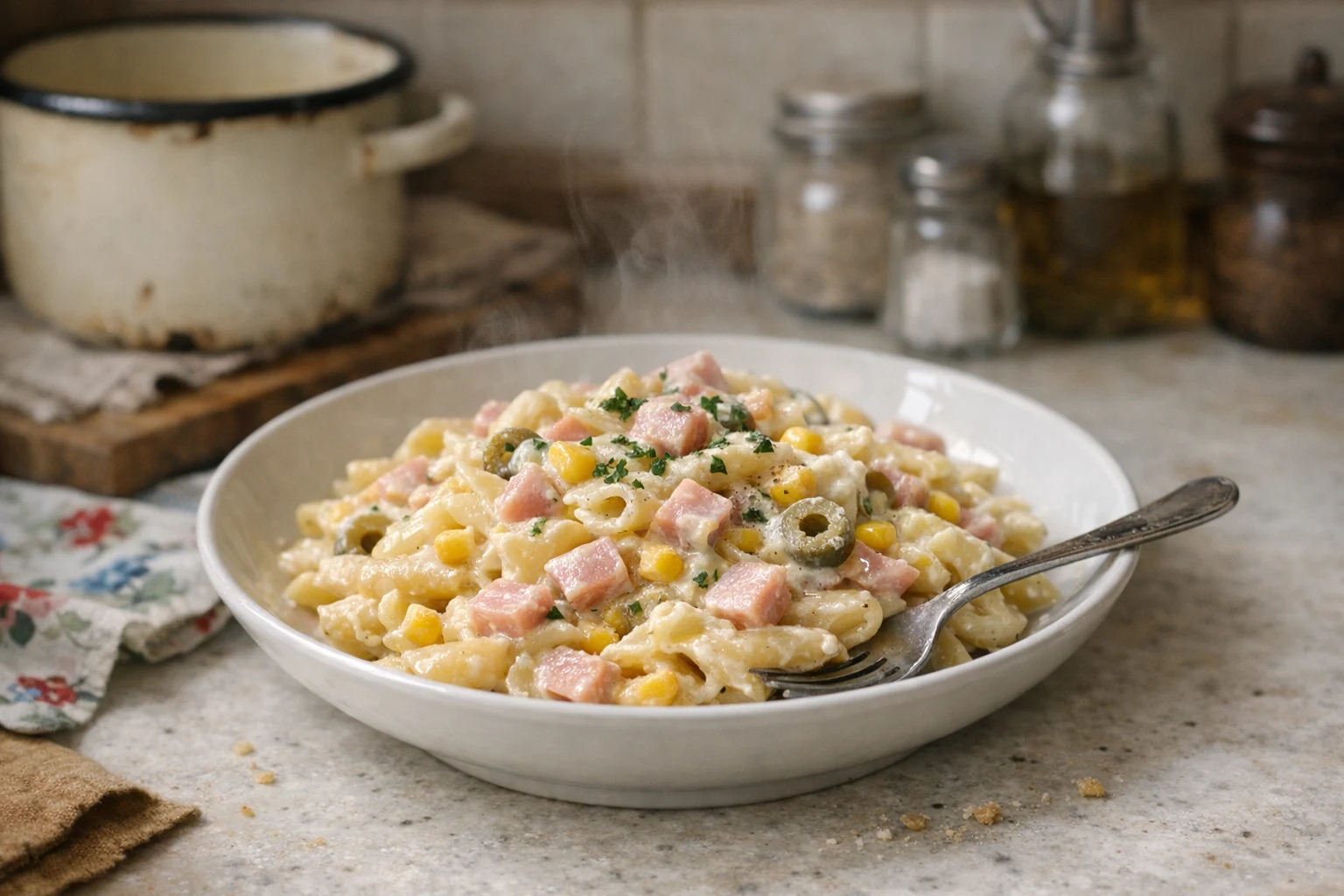 Pasta met romige ham-kaassaus