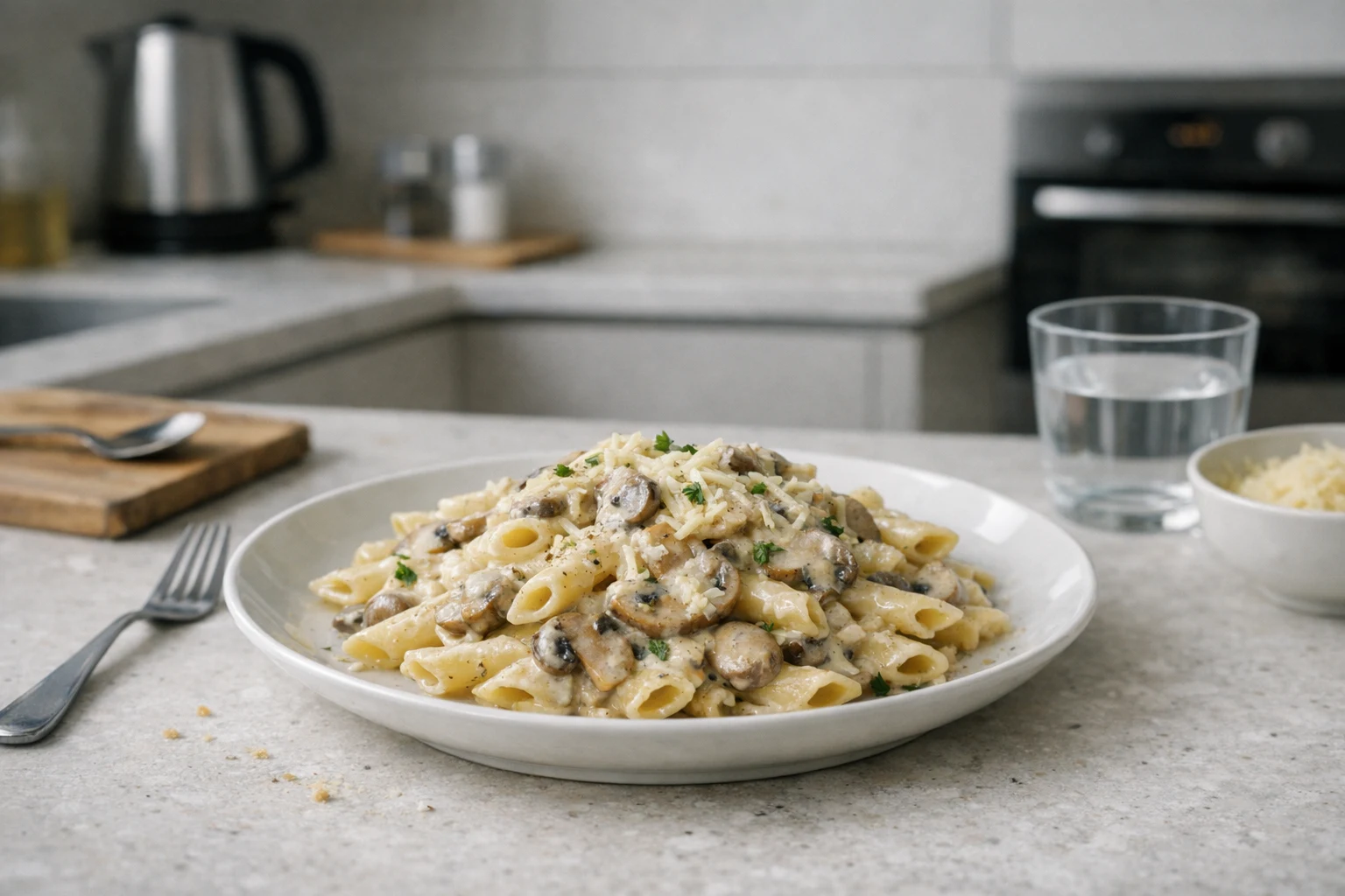 Penne met romige champignonsaus