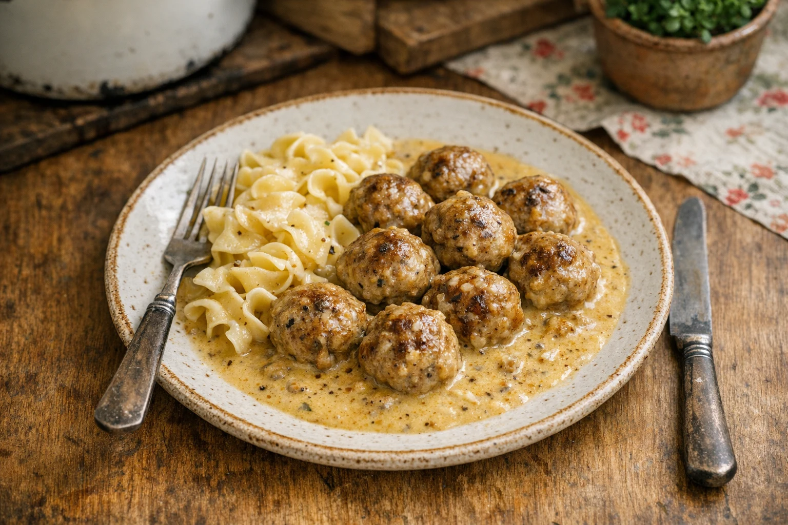 Gehaktballetjes in mosterdsaus