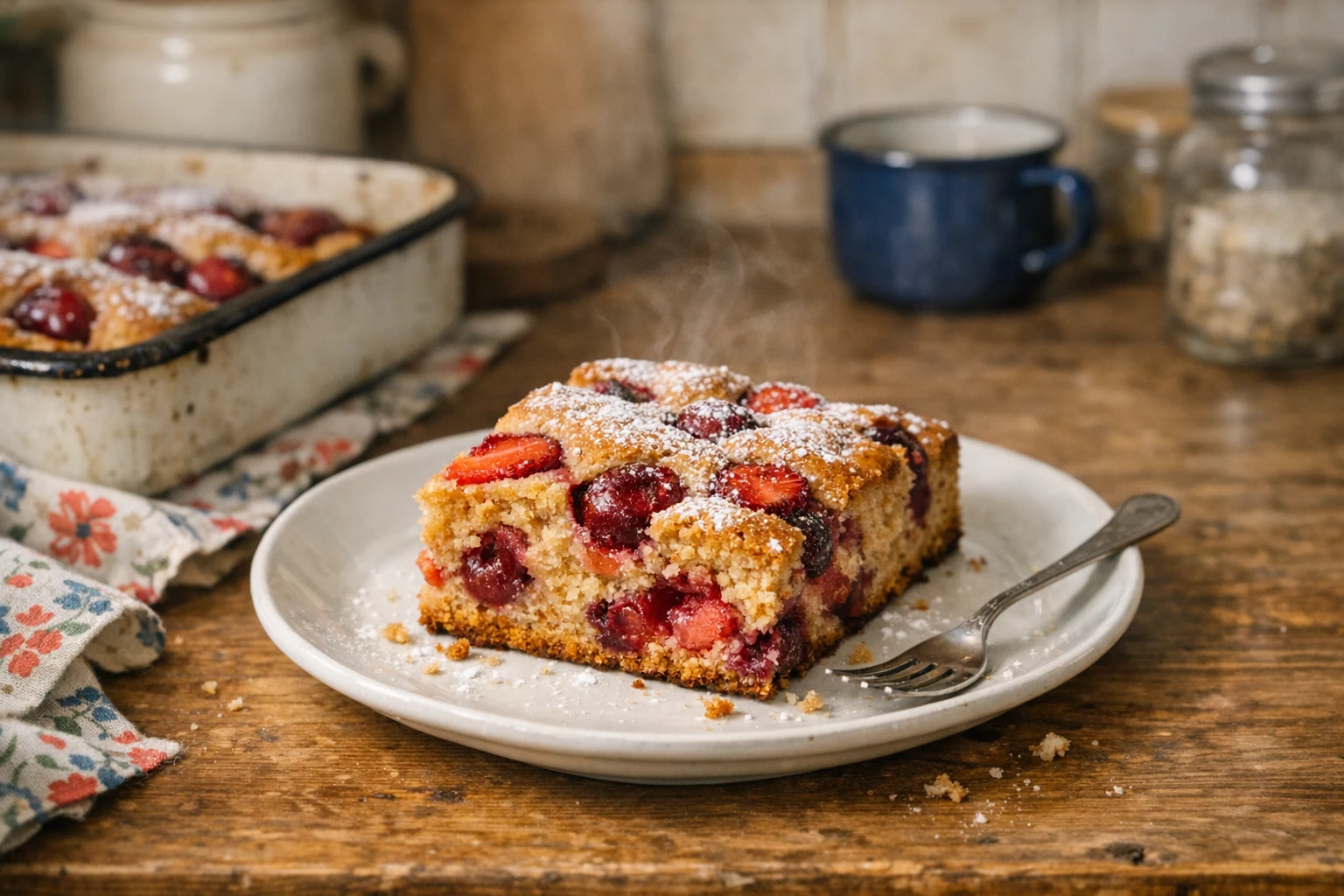Speltplaatcake met fruit