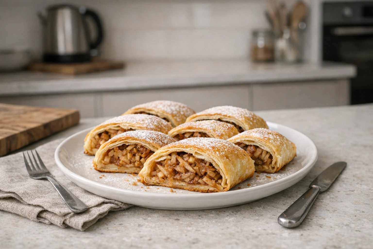 Appelstrudel van bladerdeeg