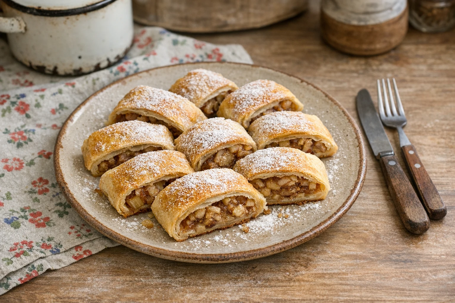 Appelstrudel van bladerdeeg