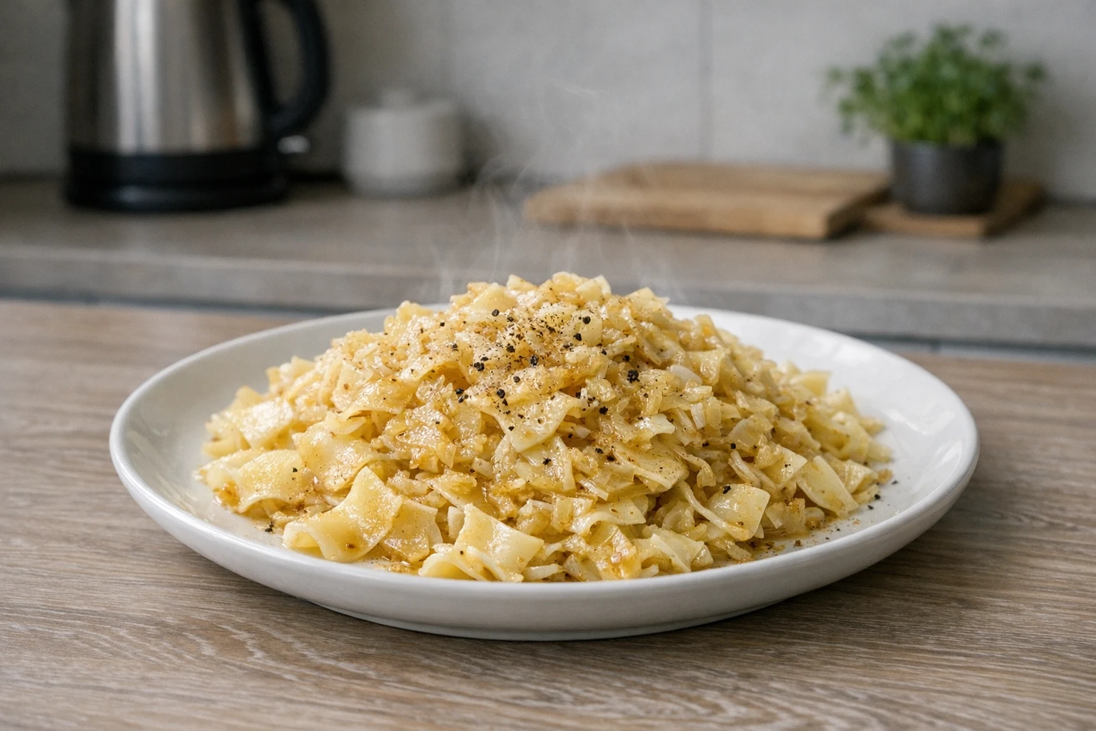 Pastavierkantjes met witte kool (luie huisvrouw)