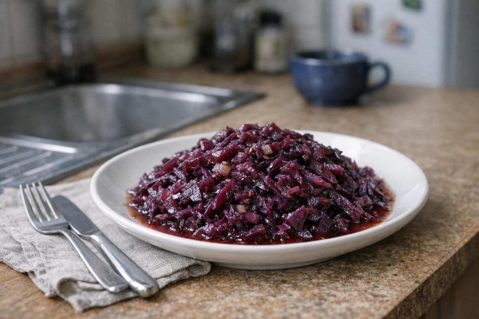 Gestoofde rodekool