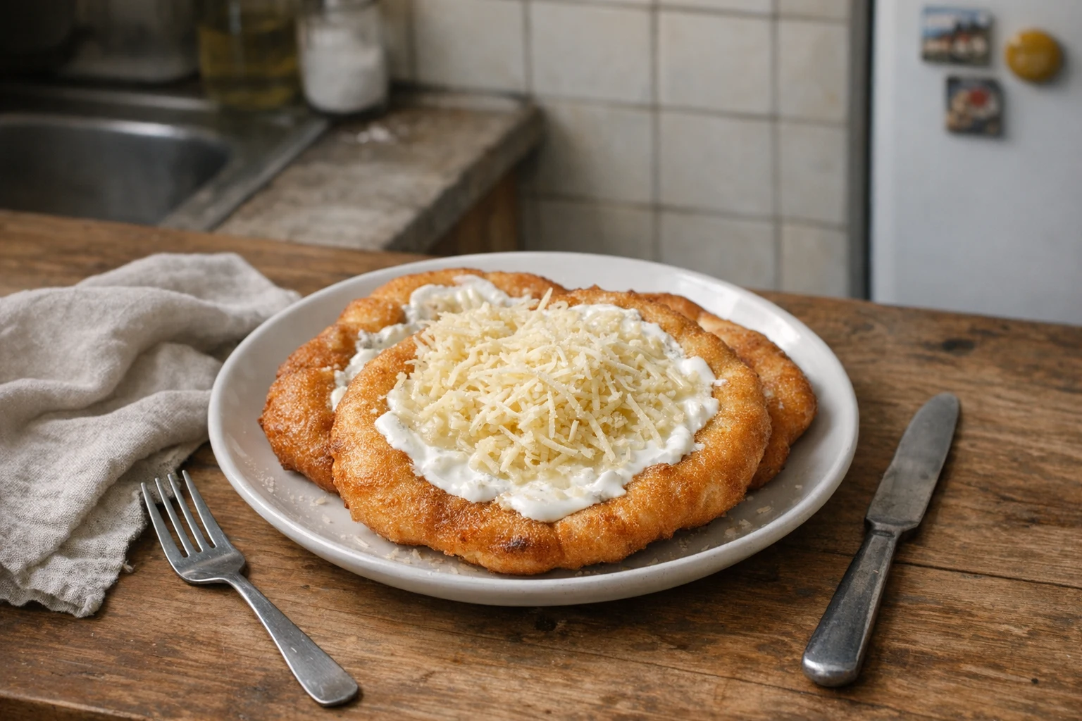 Zelfgemaakte lángos