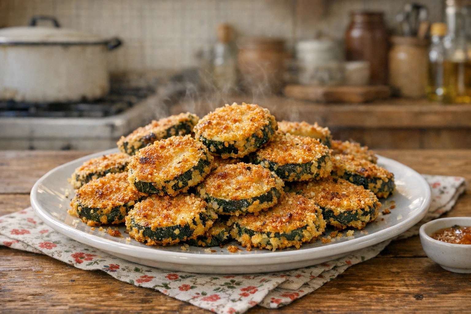 Krokante courgetteplakjes in een jasje