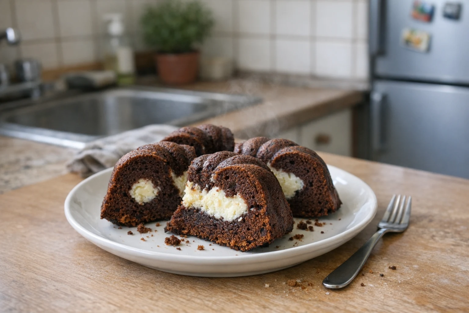 Chocolade-tulband met kwarkvulling