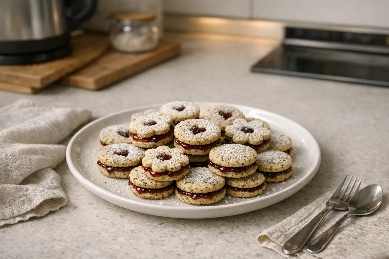 Linzerkoekjes met maanzaad
