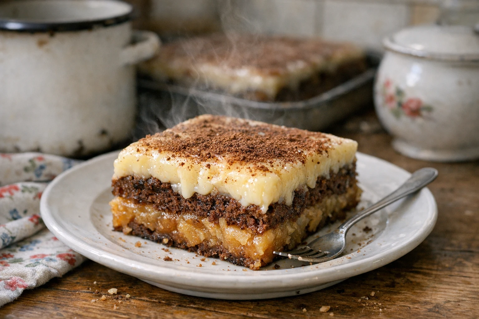Omgekeerde appeltaart met vanillepudding
