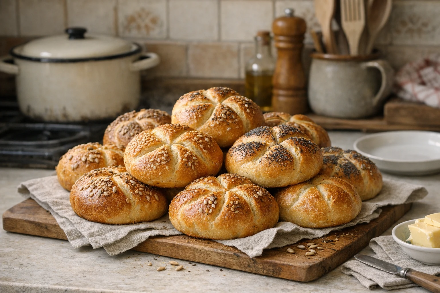 Zelfgemaakte kaiserbroodjes (Kaisersemmeln)