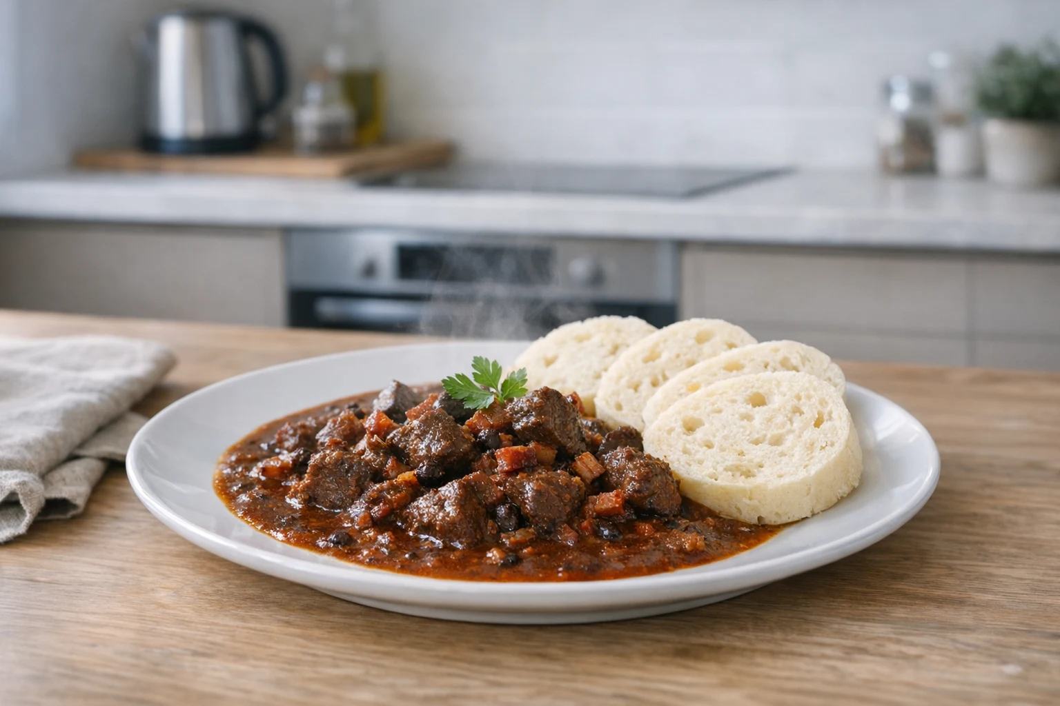 Reegoulash met rode wijn