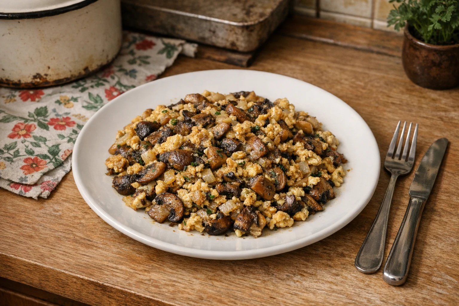 Roerei met champignons
