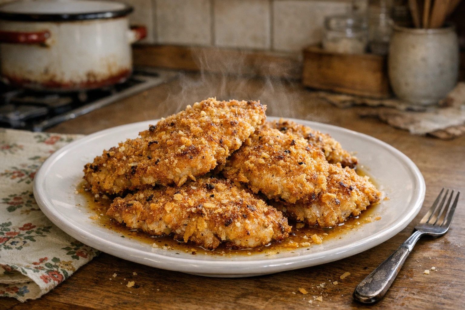 Krokante kipschnitzels uit de oven