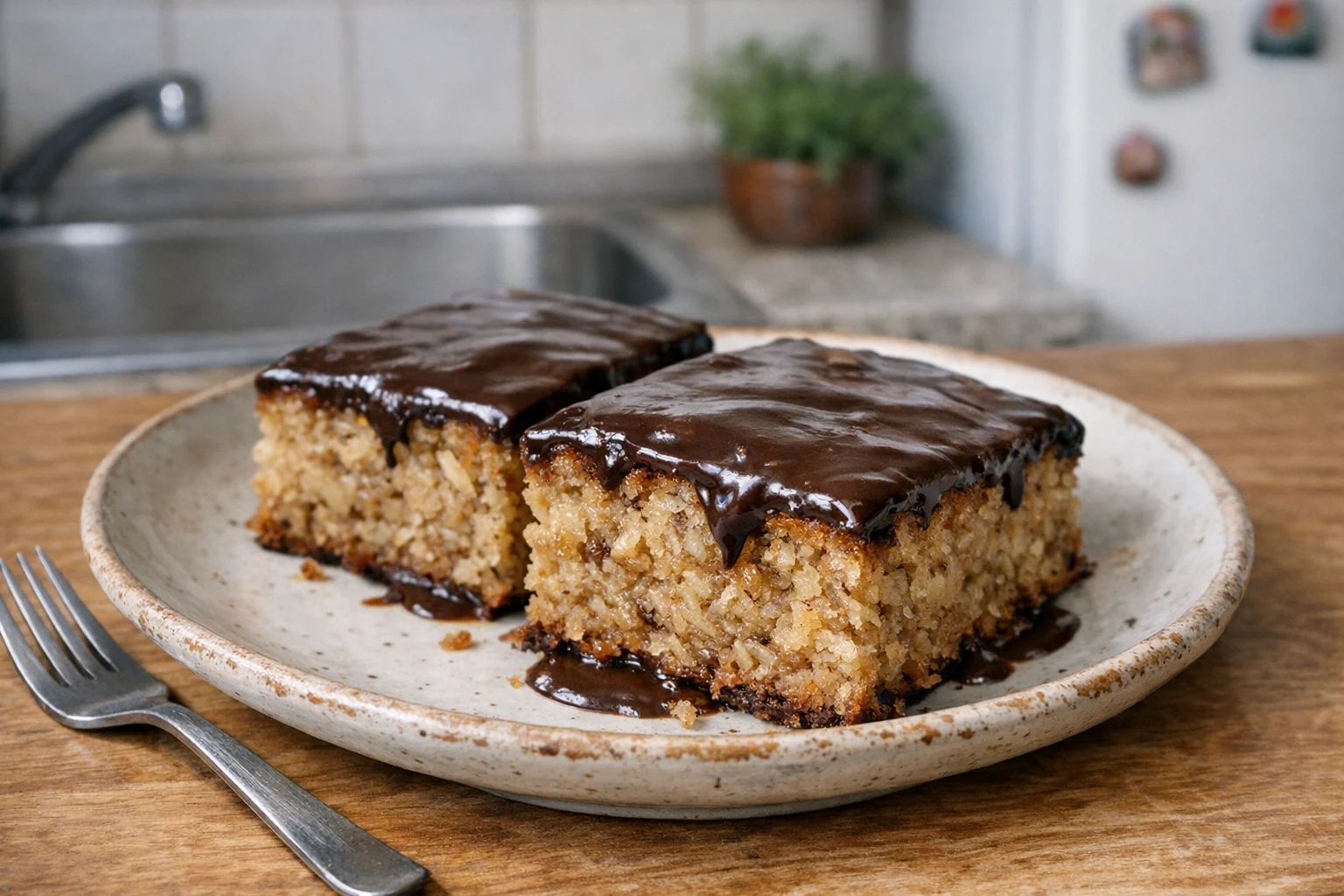 Snelle appelcake met chocoladeglazuur