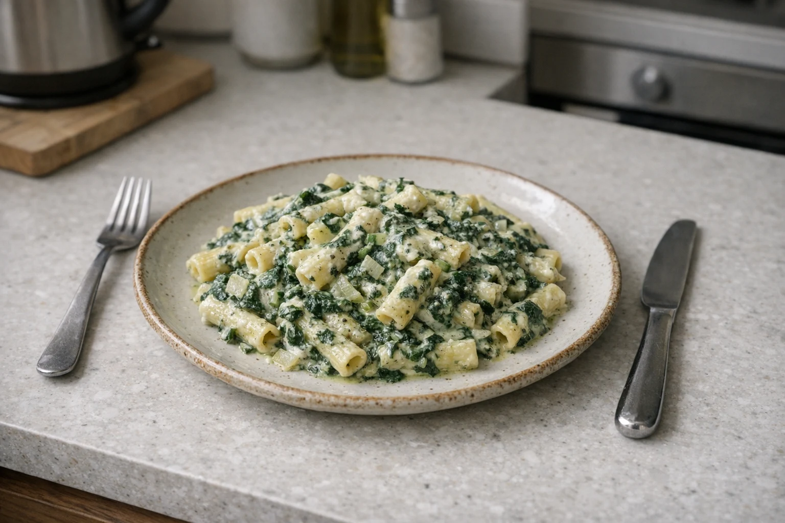 Pasta met romige spinaziesaus