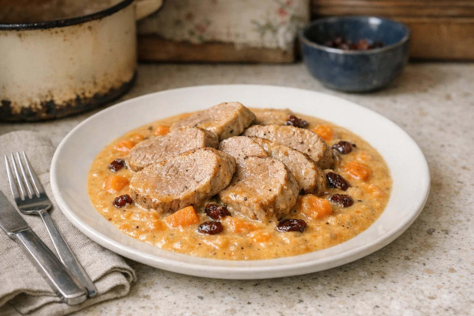 Varkenshaas met romige groentesaus